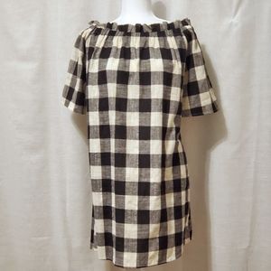 Southern Stitch Buffalo Plaid Off Shoulder Dress